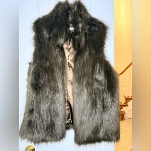 Calvin Klein Faux Fur Vest in Rich Brown